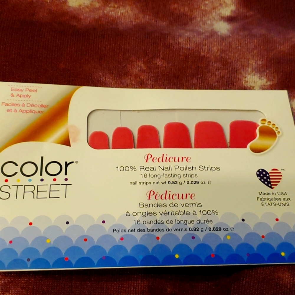 New COLOR STREET PEDICURE NAIL POLISH STRIPS STRAWBERRY SUNRISE